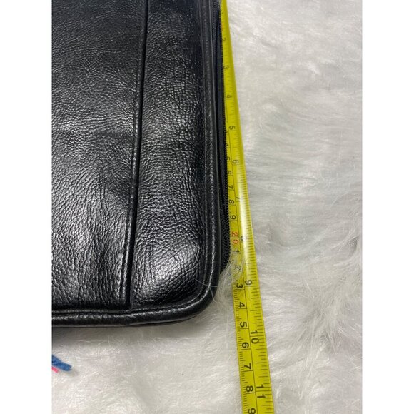 Mundi Soft Pebble Black Leather Zipper Portfolio Organizer With 3-Ring Binder - Picture 7 of 8